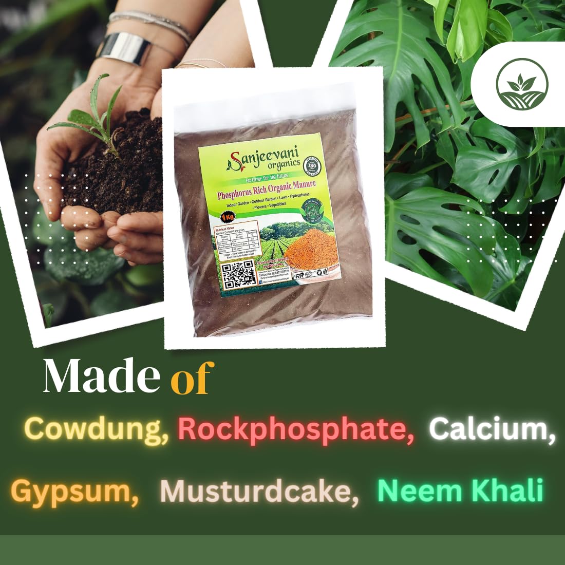 Sanjeevani Organics Phosphate Rich Organic Manure PROM Rock Phosphate for Plants Garden Indoor and Outdoor plant fertilizer All kind Of fertilizer for plants -1 Kg