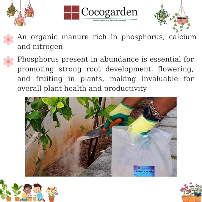 Cocogarden Organic Bone Meal npk Fertilizer for Plants 1kg - Plant Growth Supplement