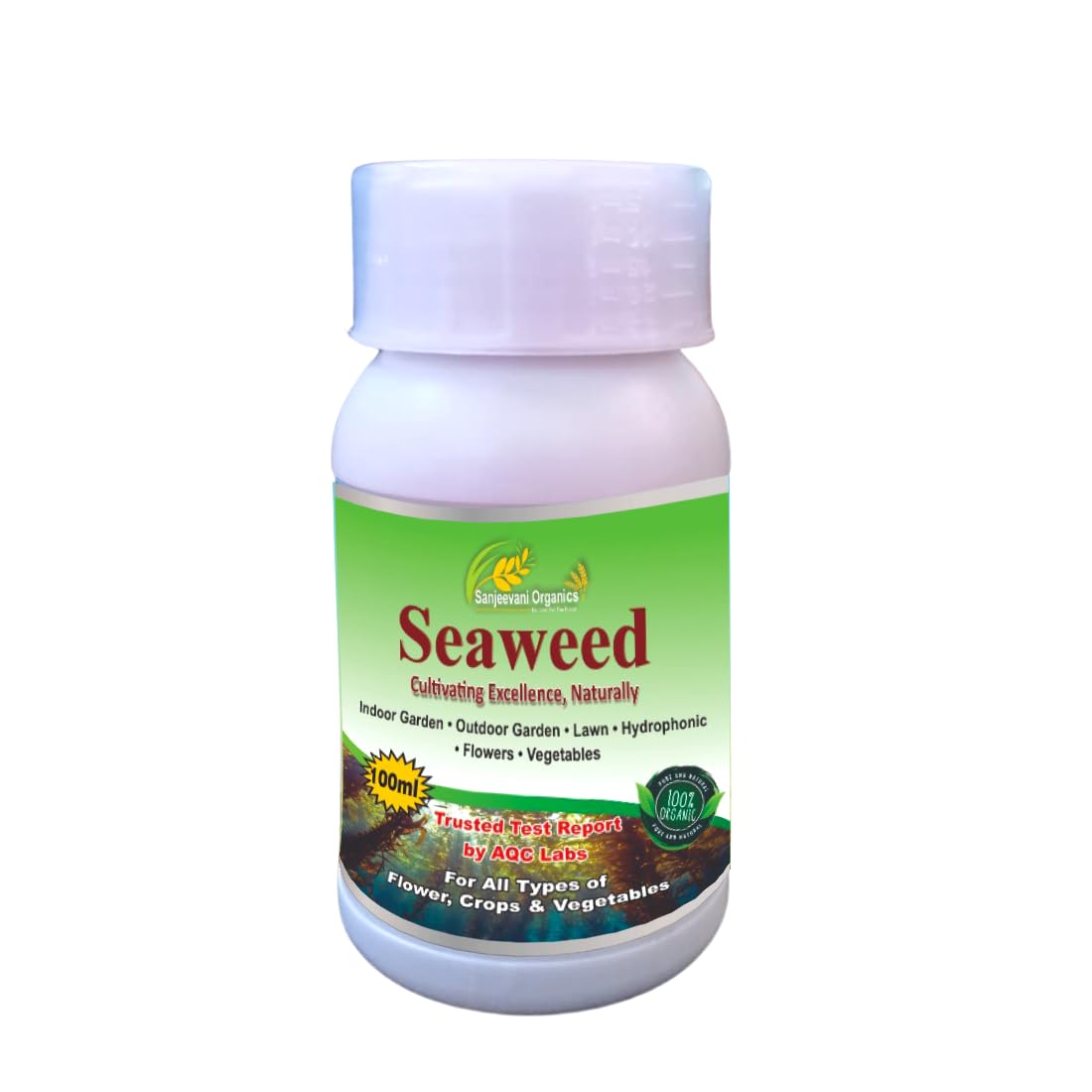 Sanjeevani Organics Seaweed Liquid Fertilizer For Plant Growth Supplement | Home Garden Indoor Plants | Flower Rooting Harmone Soil Fertilizer (100 ml)