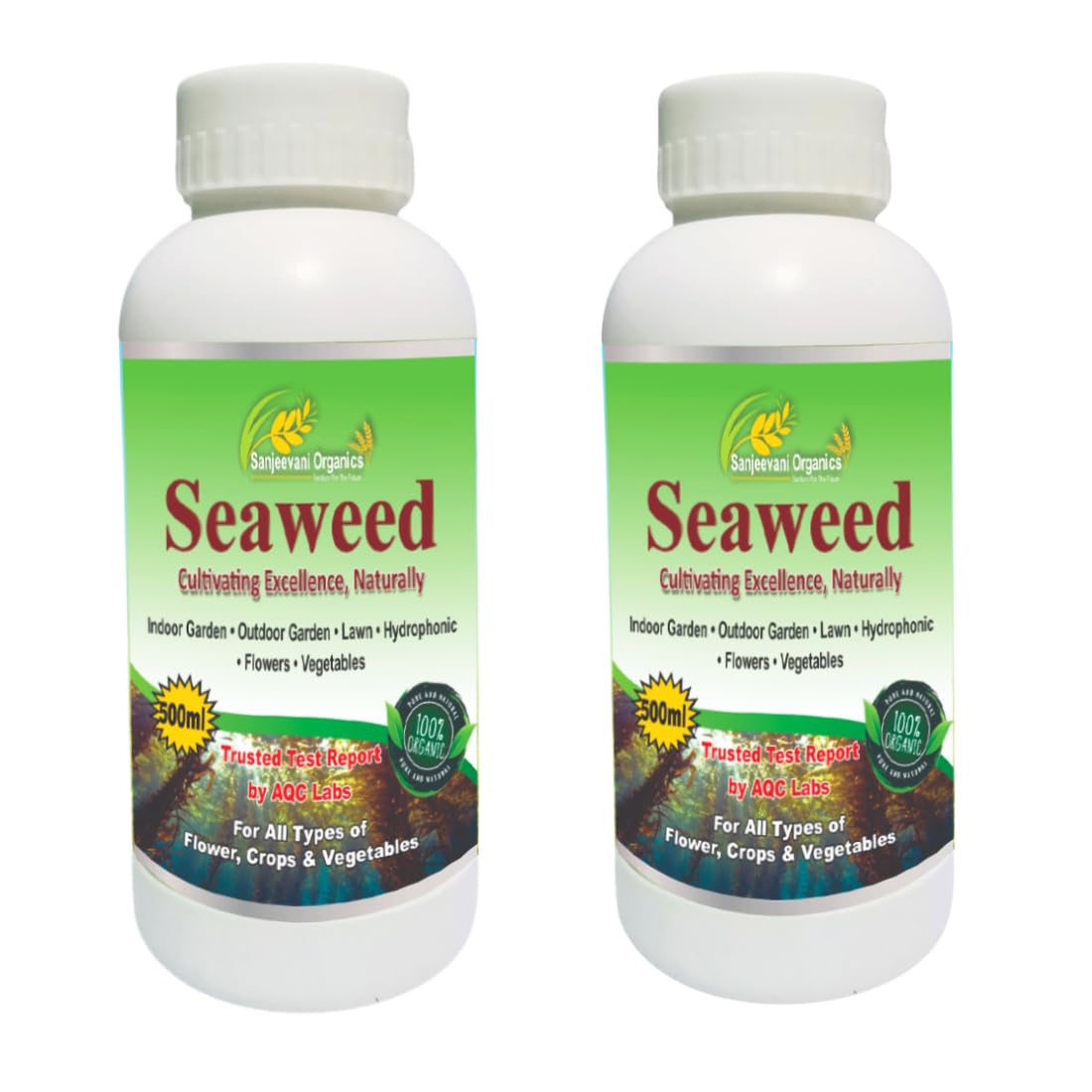 Sanjeevani Organics Seaweed Liquid Fertilizer For Plant Growth Supplement | Home Garden Indoor Plants | Flower Rooting Harmone Soil Fertilizer (1000 Ml)