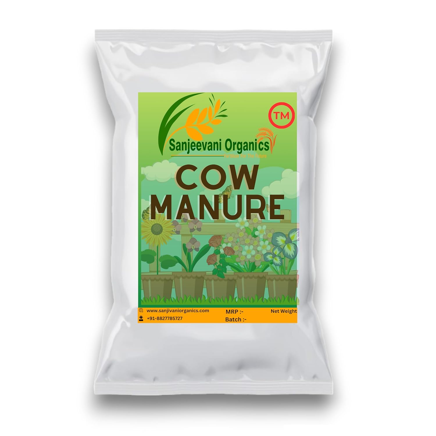 Sanjeevani organics cow dung manure for all kinds of indoor or outdoor plants used for garden potting mix, fertilizers, vermicompost, Plant Growth 1kg