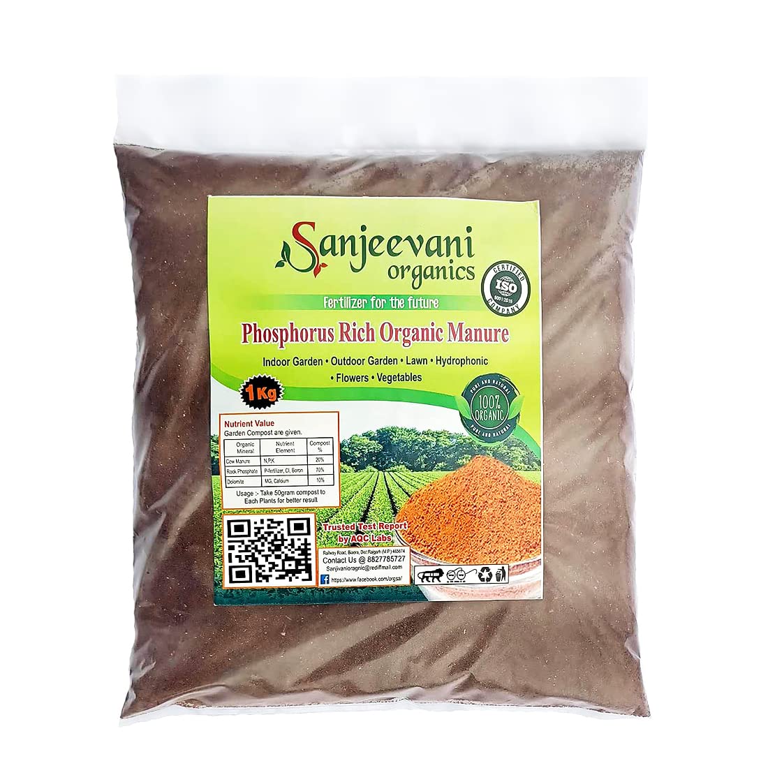 Sanjeevani Organics Phosphate Rich Organic Manure PROM Rock Phosphate for Plants Garden Indoor and Outdoor plant fertilizer All kind Of fertilizer for plants -1 Kg