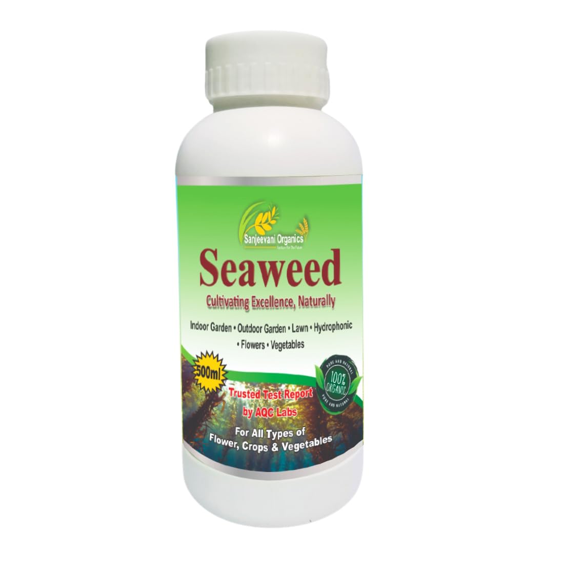 Sanjeevani Organics Seaweed Liquid Fertilizer For Plant Growth Supplement | Home Garden Indoor Plants | Flower Rooting Harmone Soil Fertilizer (500 ml)