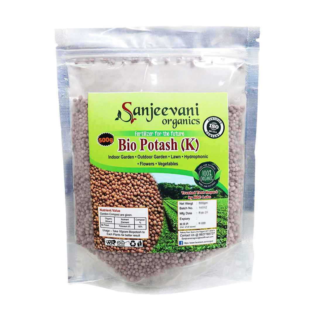 Sanjeevani Organics Bio Potash Granule Fertilizer | Organic Potassium-Rich Fertilizer for Enhanced Plant Growth & Disease Resistance | 100% Eco-Friendly & Natural | 500 Gram