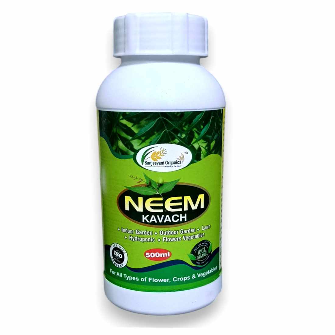 Sanjeevani Organics Neem Kawach 500 Ml Bottle Spray Growth Plus Liquid Bio-Fertiliser for All Crops Perfect to Use On Indoor/Outdoor Plants, Fertilizer (0.5 kg, Liquid